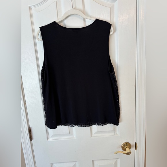 George Black Sequin Sleeveless Tank Top Women’s XXL/20 Party Eveningwear - Picture 2 of 6